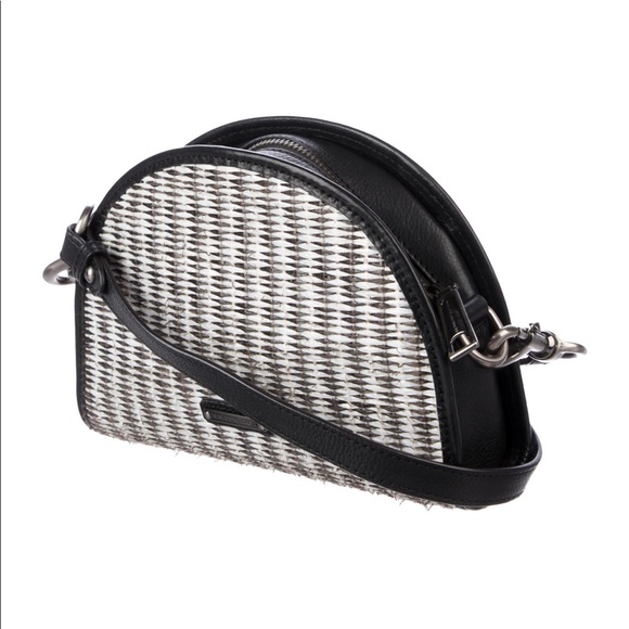 HP🌈REBECCA MINKOFF LeatherTrimmed Straw Crossbody - Picture 5 of 8